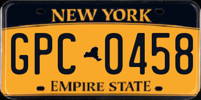 NY license plate GPC0458