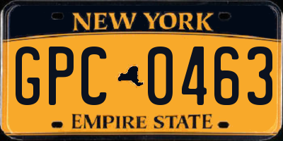 NY license plate GPC0463