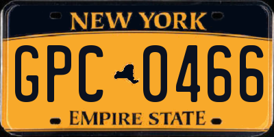 NY license plate GPC0466