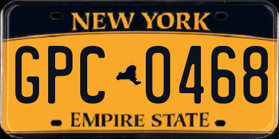 NY license plate GPC0468
