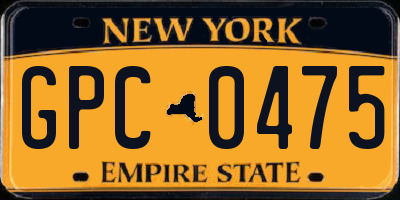 NY license plate GPC0475