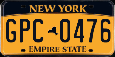 NY license plate GPC0476