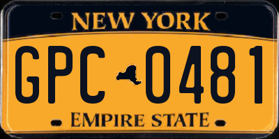 NY license plate GPC0481