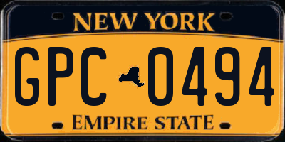 NY license plate GPC0494