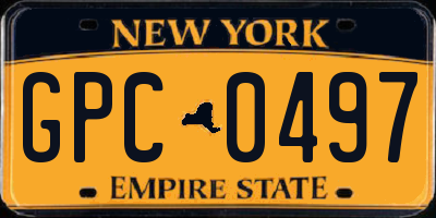 NY license plate GPC0497