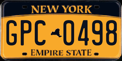NY license plate GPC0498