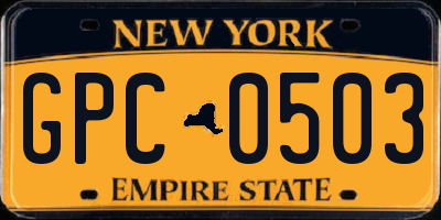 NY license plate GPC0503