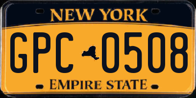 NY license plate GPC0508