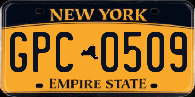 NY license plate GPC0509