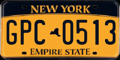 NY license plate GPC0513