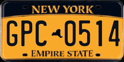 NY license plate GPC0514