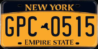 NY license plate GPC0515