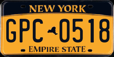 NY license plate GPC0518