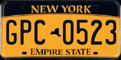 NY license plate GPC0523