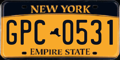 NY license plate GPC0531