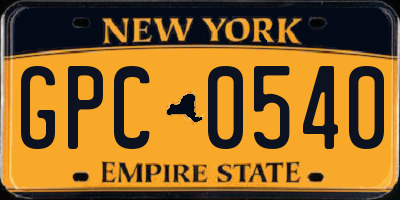 NY license plate GPC0540
