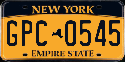 NY license plate GPC0545