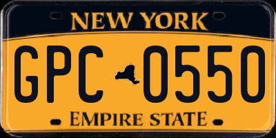 NY license plate GPC0550