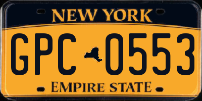 NY license plate GPC0553