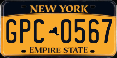 NY license plate GPC0567