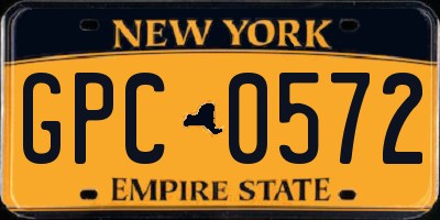 NY license plate GPC0572