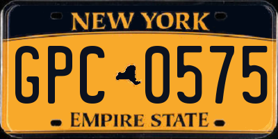 NY license plate GPC0575