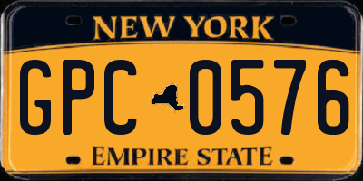 NY license plate GPC0576