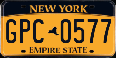 NY license plate GPC0577