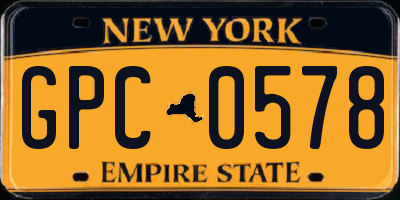 NY license plate GPC0578