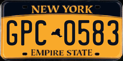 NY license plate GPC0583