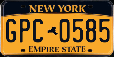 NY license plate GPC0585