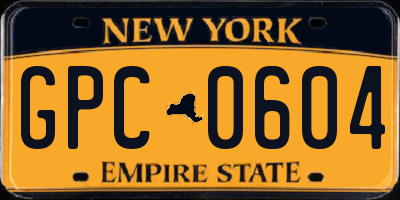 NY license plate GPC0604