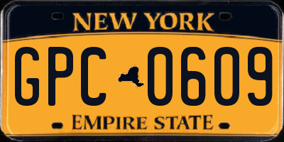 NY license plate GPC0609