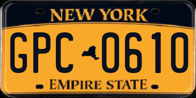 NY license plate GPC0610