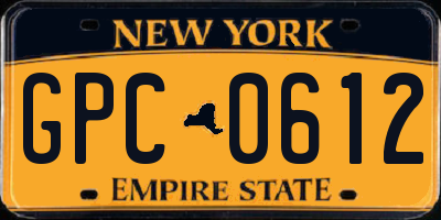 NY license plate GPC0612