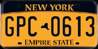NY license plate GPC0613
