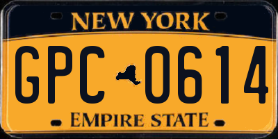 NY license plate GPC0614