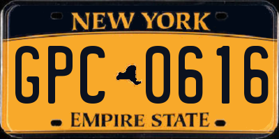 NY license plate GPC0616
