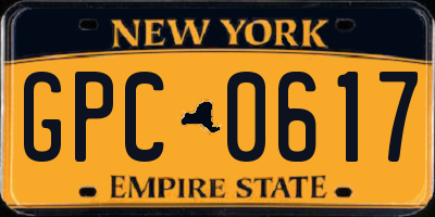 NY license plate GPC0617