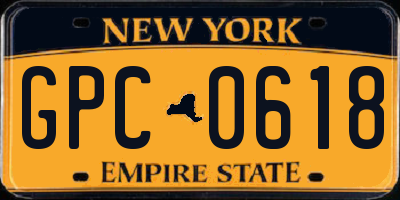 NY license plate GPC0618