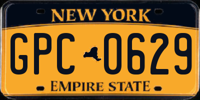 NY license plate GPC0629