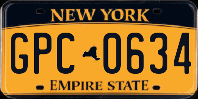 NY license plate GPC0634