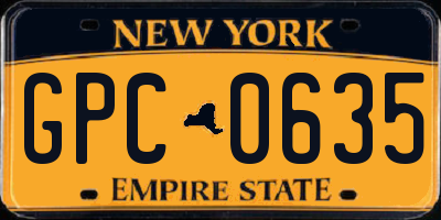 NY license plate GPC0635