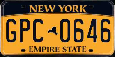 NY license plate GPC0646