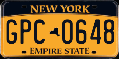NY license plate GPC0648