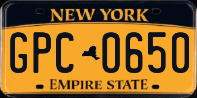 NY license plate GPC0650
