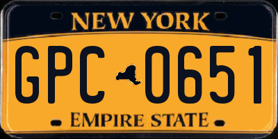 NY license plate GPC0651