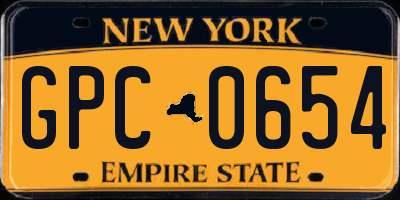 NY license plate GPC0654