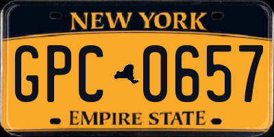 NY license plate GPC0657