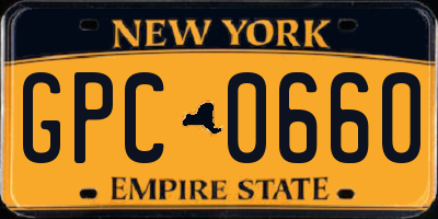 NY license plate GPC0660